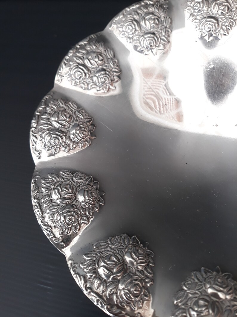 Vintage Italy Brass Silver Plated plate Made in Italy Upstand Etsy