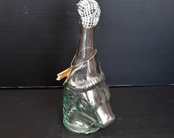 ヴィンテージ イタリア ワインボトル グリーンガラス デカンタ 花瓶