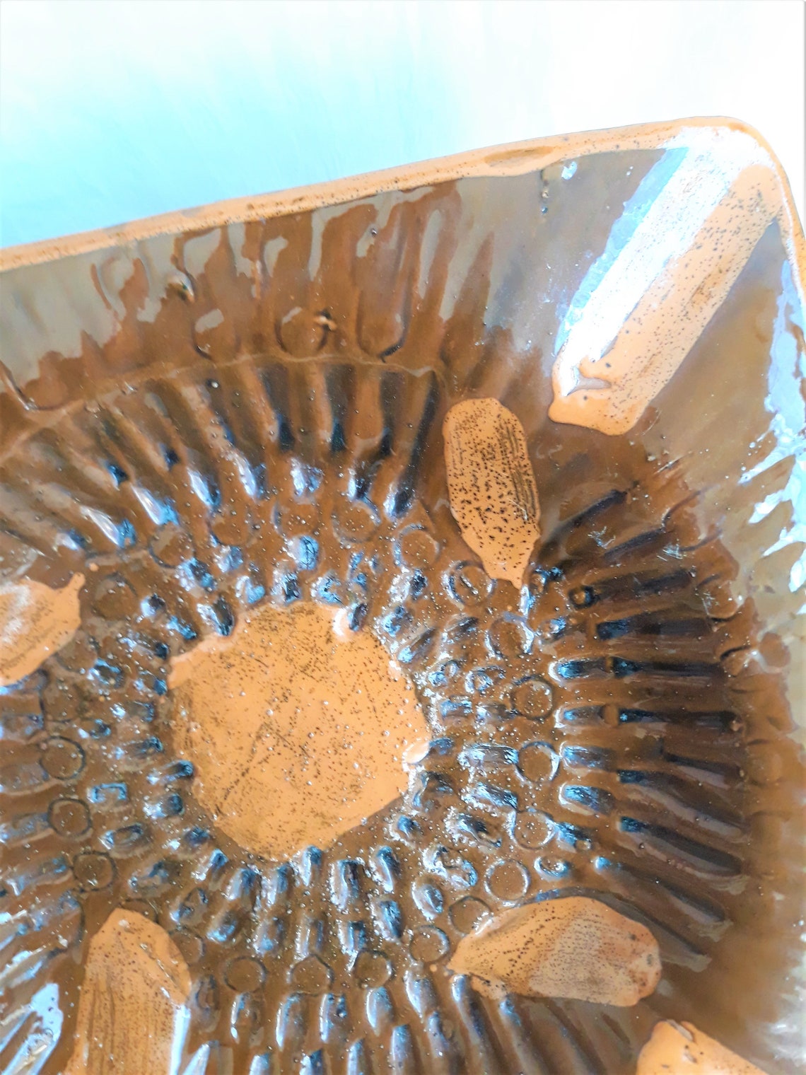 Large Clay Ashtray Rustic Ashtray Handmade Hand Painted Clay Etsy