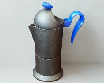 Rara Moka Pot Collectible Sheratonn Coffee Maker Design G. Zagato Aluminum Coffee Maker 4 Cups Made in Italy 1970s Espresso Italian Coffee