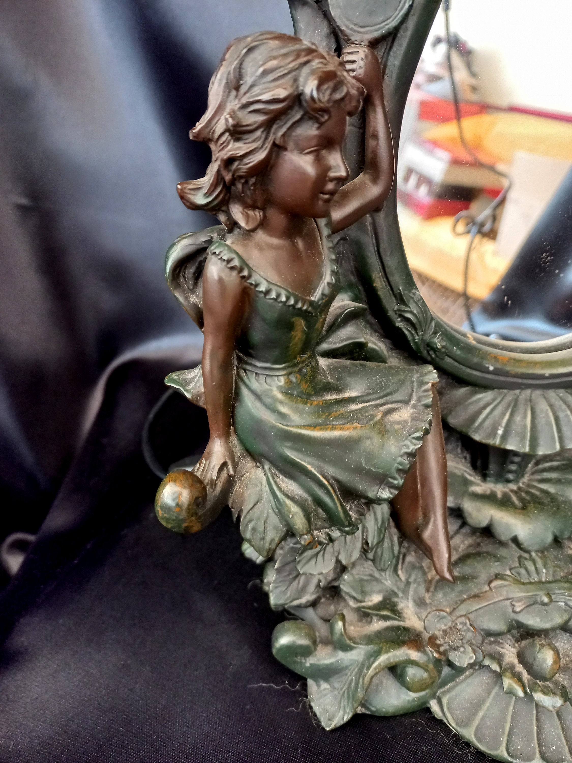 Art Nouveau Reproduction Mirror-lamp Crosa 1995 Tiffany Style by