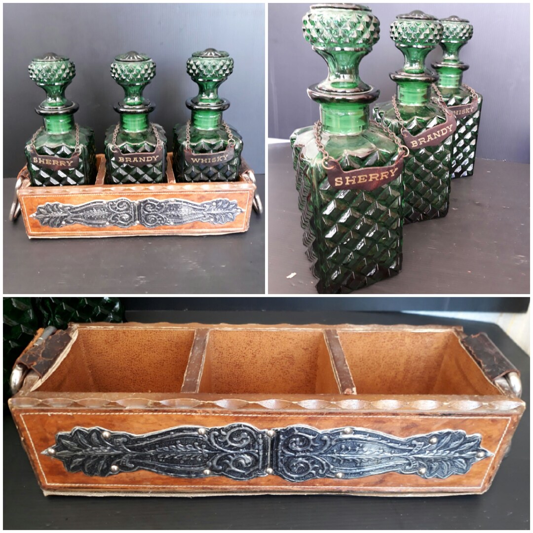 Rare Very Old Bar Decor Whiskey Bottle Brandy Sherry Decanter Heavy