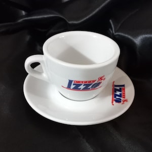 Rare Large Capuccino cup Collectible Cups with Saucer &quot;Izzo&quot; Italian Espresso Coffee Cups Vintage Coffee Cups 90s White Porcelain
