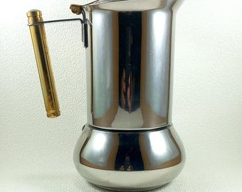 Seltene "Nanni P&G" Espressokanne 8 Tassen mit Reduzierstück für 4 Espressokanne Vintage 1980 Sammler Kaffeekanne