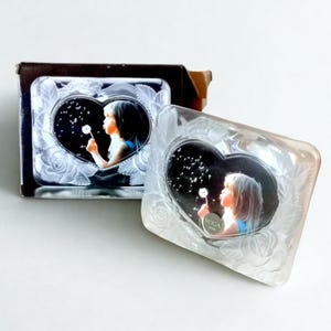 Small Photo Frame Heart Shaped "Soga Japan" Frosted Glass Frame Christmas Gift