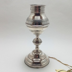 Art Nouveau Silver Lamp 800 Silver Vintage 50s Table Lamp Without Lampshade Italian Silverware Collectible