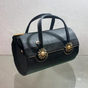 Made in Italy &quot;Roda Style&quot; Extravagant Bag Rare Black suede and satin Trunk Bag Gold Metal Decorations Evening bag Handbag Gift for her