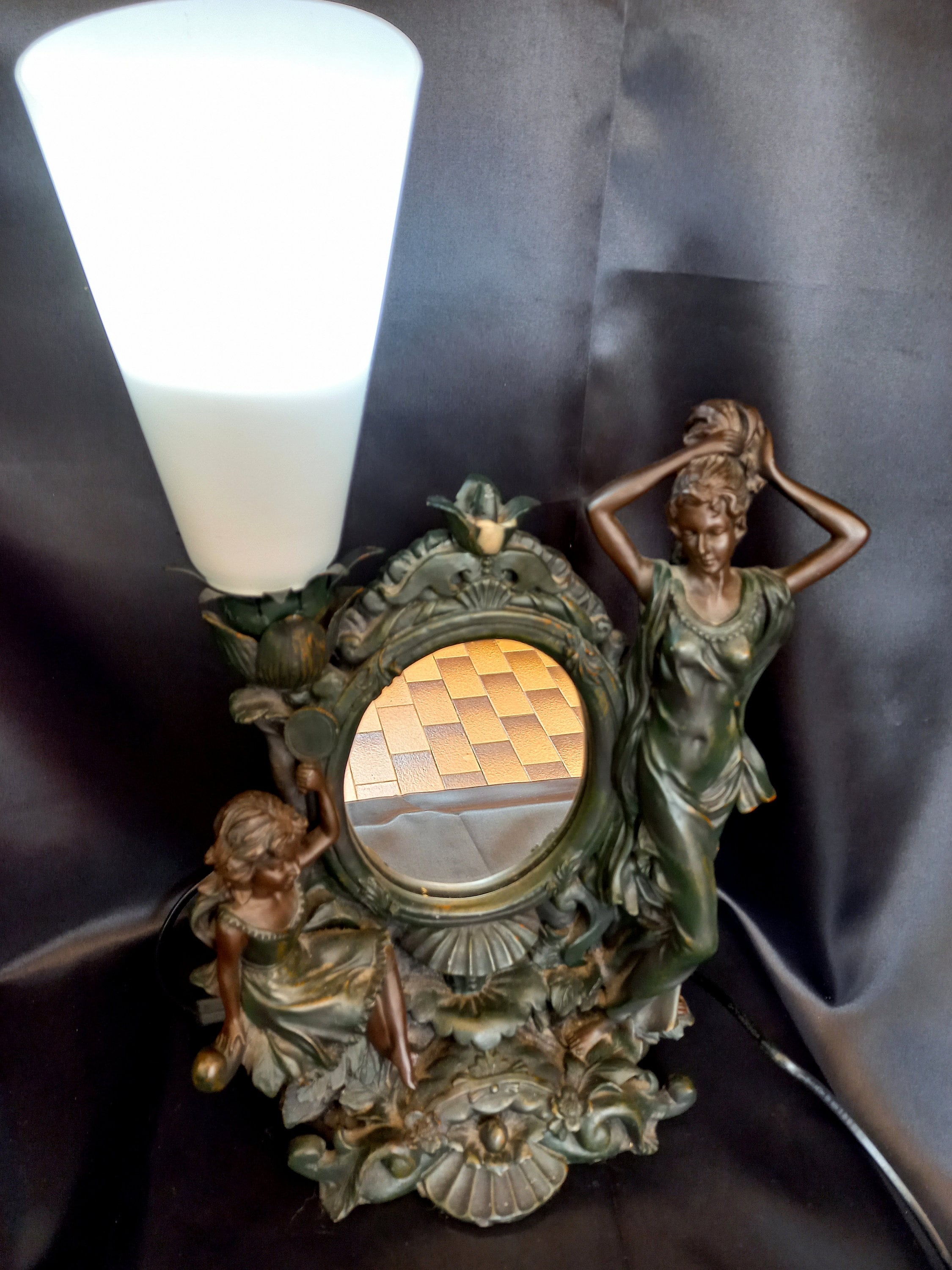 Art Nouveau Reproduction Mirror-lamp Crosa 1995 Tiffany Style by