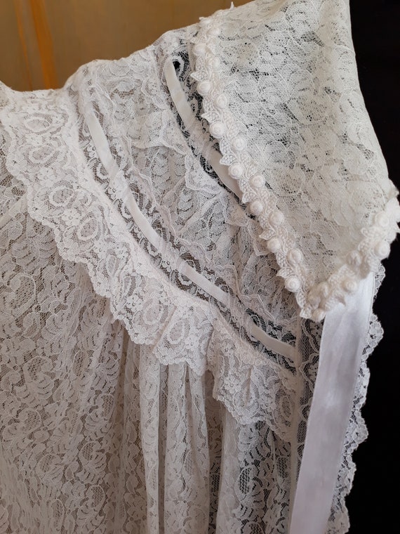 Vintage Italy Lace dressing gown White Vintage we… - image 6