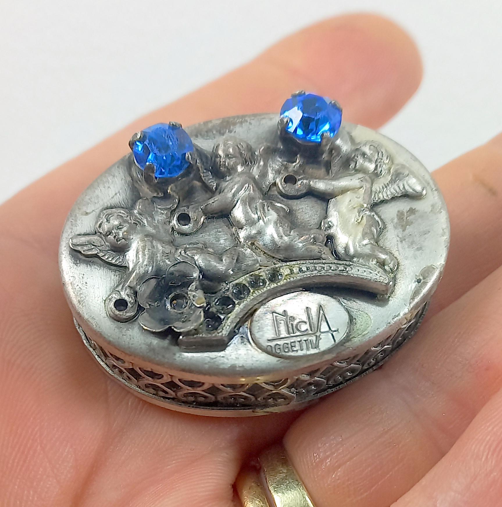 Nicla Argenti Made in Italy Silver Plated Pill Box Antiqued Silver