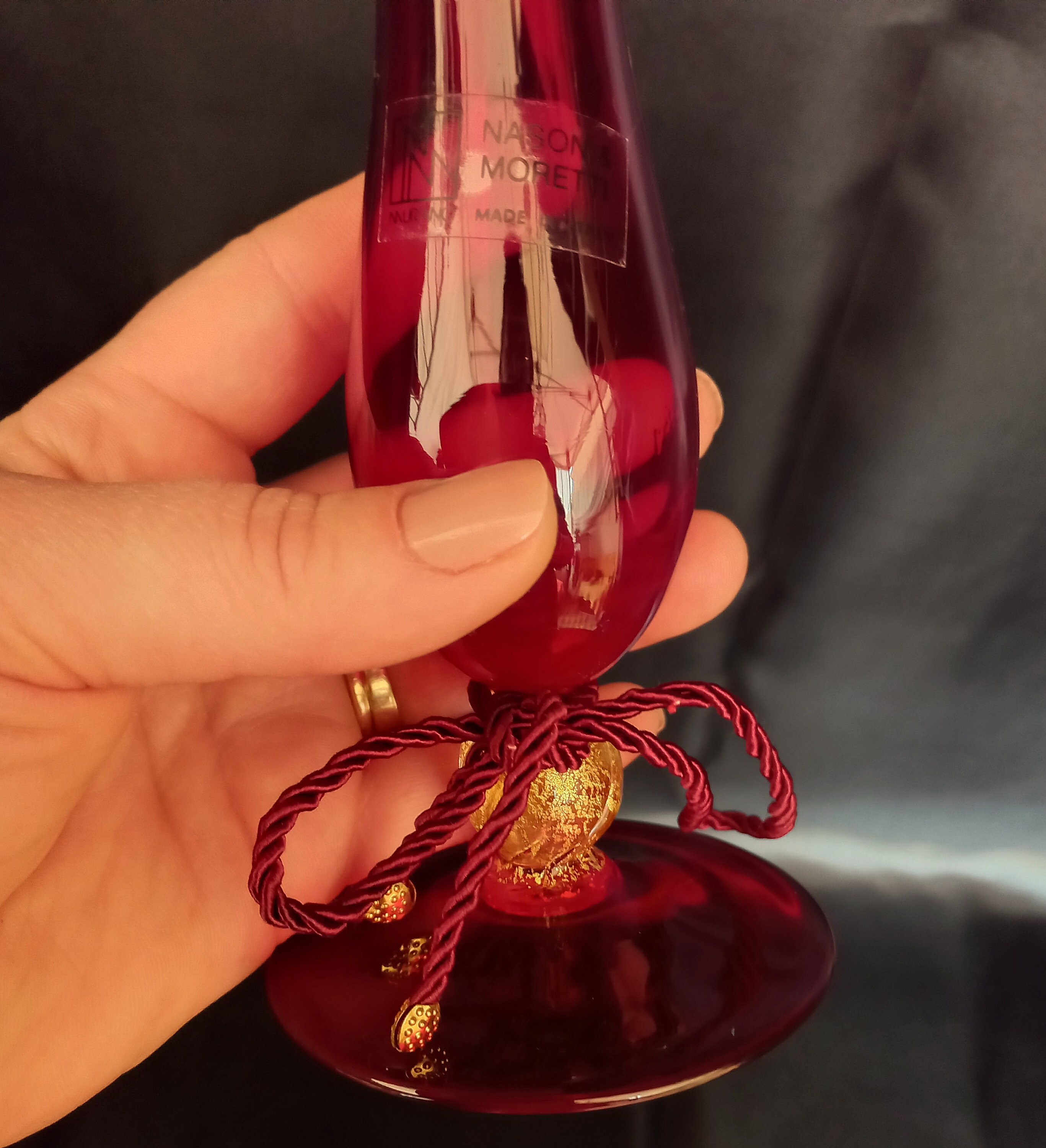 Nason&Moretti イタリア製 一輪挿し ムラーノガラス ガラス製花瓶 赤色