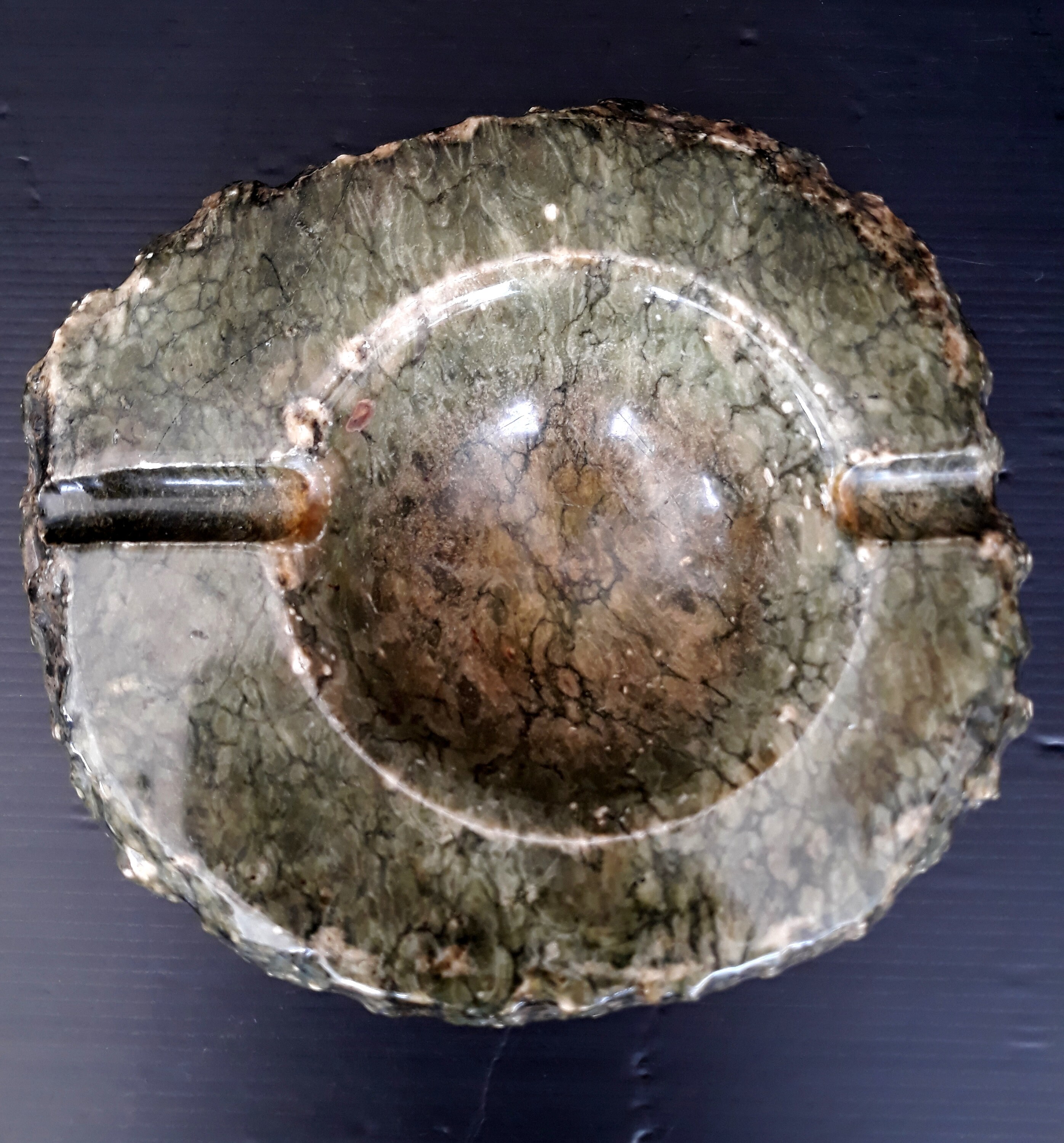 Rare, Large Ashtray, Green Alabaster, Tree Trunk Shape, Gift for Father ...