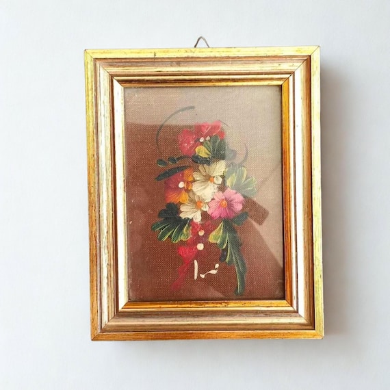 油絵 作者のサイン入り 花を描いた 木製フレーム 家の装飾 壁に掛ける 