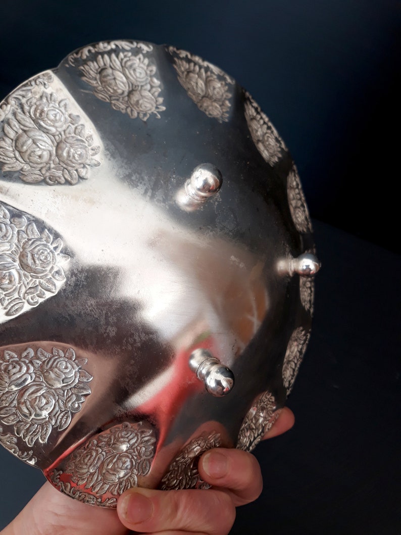 Vintage Italy Brass Silver Plated plate Made in Italy Upstand Etsy