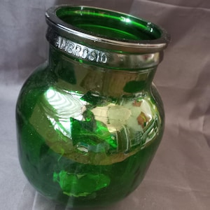 Rare Carboy &quot;Ambrosio&quot; 2 liters Emerald green color Special shape Large special glass bottle Collectible Large special shape jar Rustic