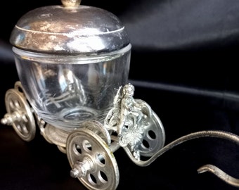 Sugar bowl with Cherubs and Cinderella's carriage. Silver plated Tableware Kitchen decor Kitchen tools Vintage Italy Christmas gift