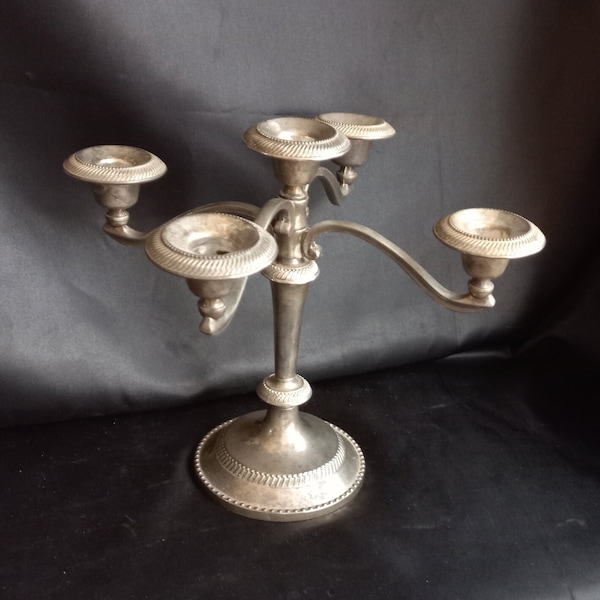 Rare Vintage Italy, 5-arm candlestick Silver plated Victorian style Candle holder Home decor Vintage Christmas gift Table decor
