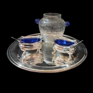 Vajilla pequeña Bandeja de acero Bañado en plata Cuenco para sal y azúcar Florero Mobiliario Mesa de desayuno Dispensador de condimentos Vintage Italia