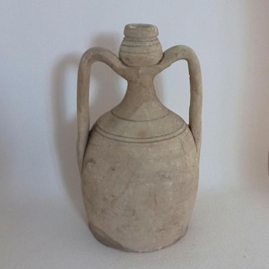 Raro vaso in terracotta dei primi anni del 1900 con due manici Antica brocca per vino o acqua Antica ceramica italiana Vasi da collezione Anfora in terracotta