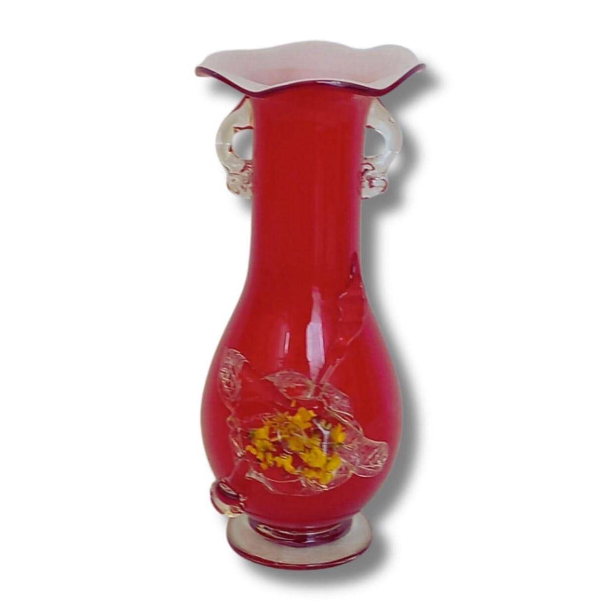 Murano Glass Flower Vase, Red Floral Amphora, Italian Decor - Etsy