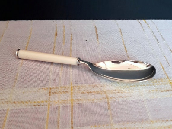 Large Serving Spoon Silver Plated Vintage Italy 1970s Salad Spoon