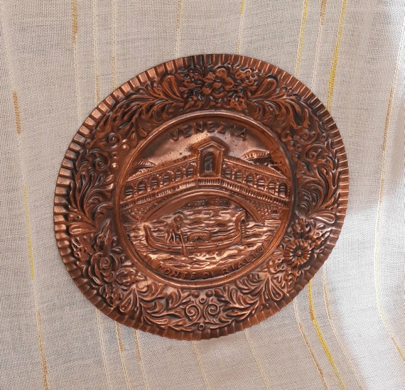 Vintage Italy Copper Plate Souvenir of Italy ponte Di Rialto