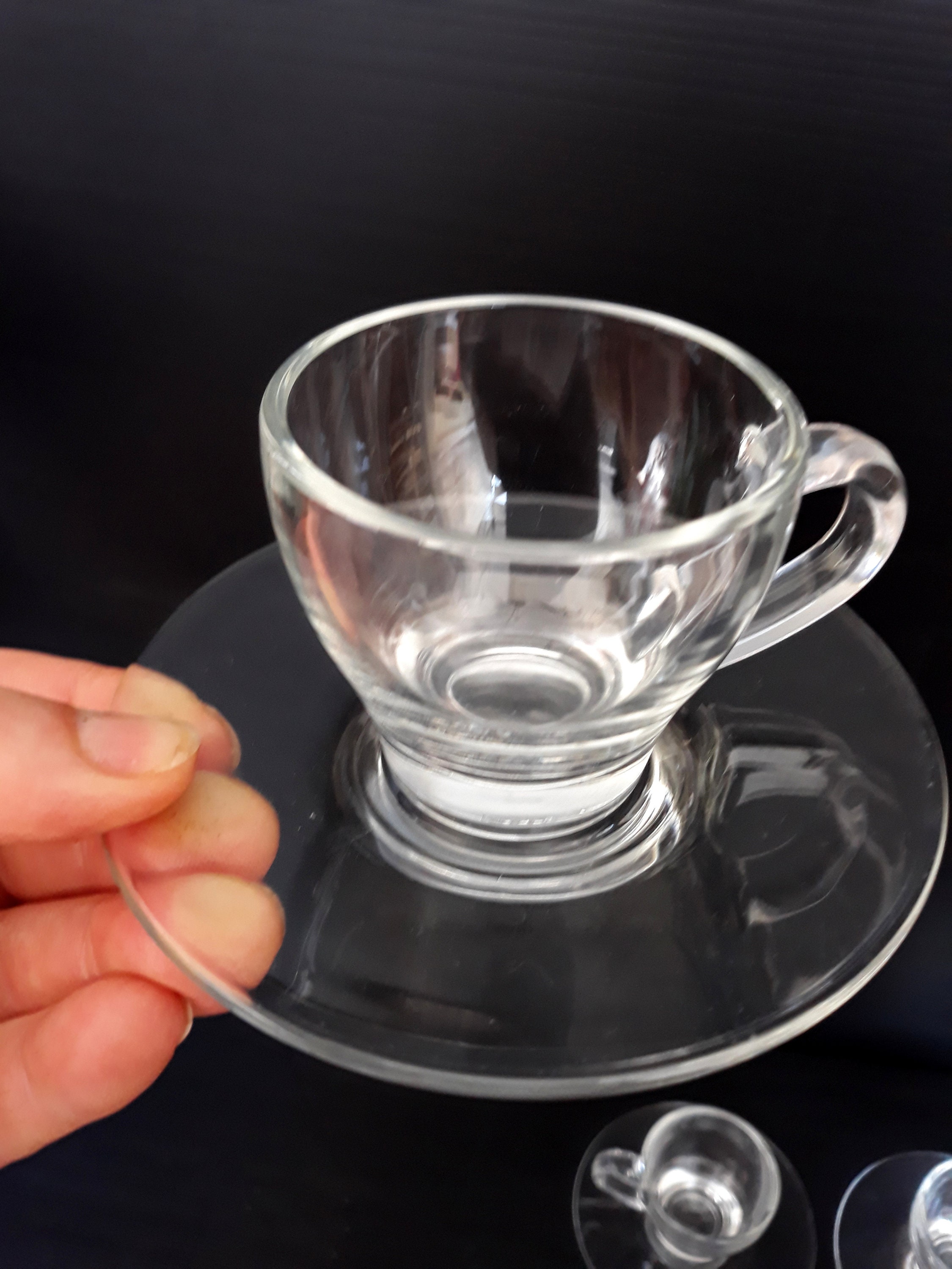 Set 4 tazze Simax in vetro con piattini da te e da cappuccino