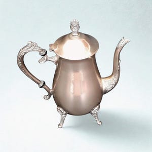 Vintage Italien Kaffeekanne Kaffeetisch Versilbert Italienische Vintage Kaffeekanne Servierkaffeekanne mit Füßen Viktorianischer Stil Geschirr