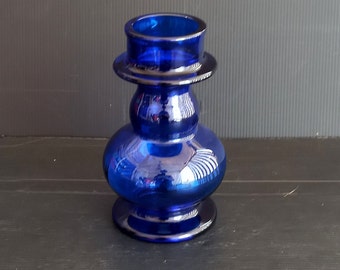 Vintage Italy 1950s Blue Glass Vase Collectible Glass Centerpiece Vintage Flower Vase Glass Sculpture Vintage Table Decor Christmas Gift