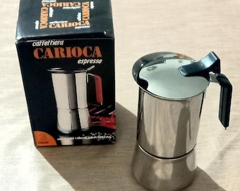 Brand new "Carioca espresso" 3 Cups Special shape Espresso coffee maker Vintage coffee makers from the80s Vintage hob in original box