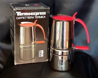 Very rare GB Termoexpress Vintage thermal coffee maker from the 70s Stainless steel coffee machine with removable kettle Pot to serve