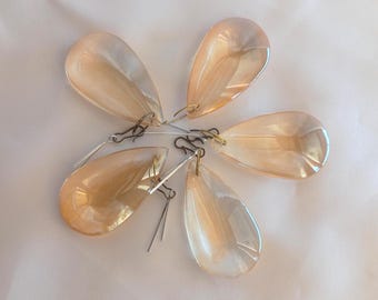 5 Murano glass replacement pieces, teardrop-shaped pendants, finial drops, components for chandeliers or DIY projects, replacement materials