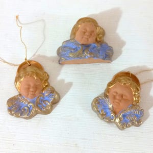 Rare Set of 3 Small terracotta angels Handmade Hanging Made in Italy Collectible Decorations To hang on the wall Cherubs