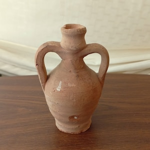Raro primi anni del 1900 Vaso in terracotta con due manici Vino antico o brocca d&#39;acqua Ceramica italiana antica Vasi da collezione Anfora di terracotta