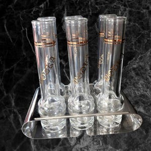 Vintage Ice Glasses Set Vodka Shot Glasses  Glasses Metal Holder Shot Glasses Vintage Drinkware Serve Cold Liquor Bar Decor