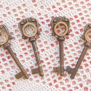 Extremely rare Door lock key Brass key Original 1950s Made in Italy Special shape  Collectible keys Wardrobe Vintage armor Home decorations