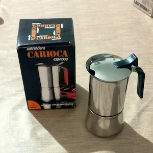 Brand new "Carioca espresso" 3 Cups Special shape Espresso coffee maker Vintage coffee makers from the80s Vintage hob in original box