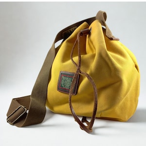 Made in Italy "Nannini" Bucket Bag Pure Cotton Adjustable Shoulder Bag Italian Design Bag Vintage 90s Vintage Backpack Sack Bag Mustard colo