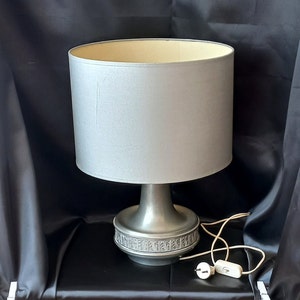 Large 19&quot; Vintage Pewter Table Lamp 95% Italian Lighting 1950s Lampshade Large Italian Lamp Mid Century Designer Lamp L.A.P.A. Desk Lamp