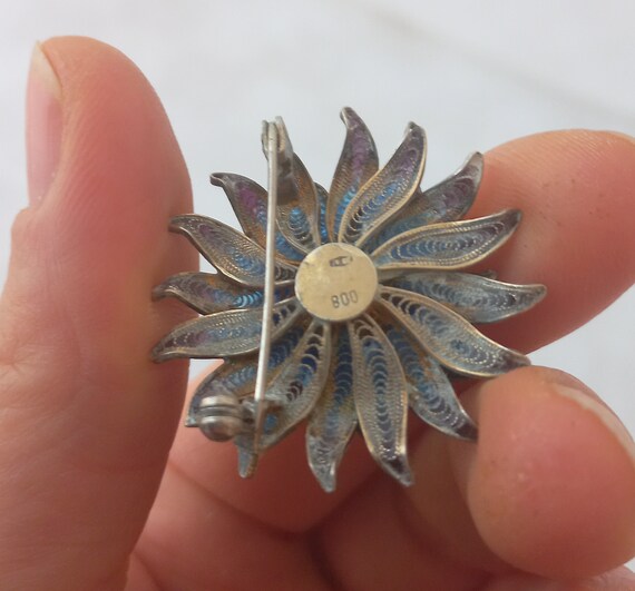 Vintage Italy 1950s 800 silver brooch Antique sil… - image 5