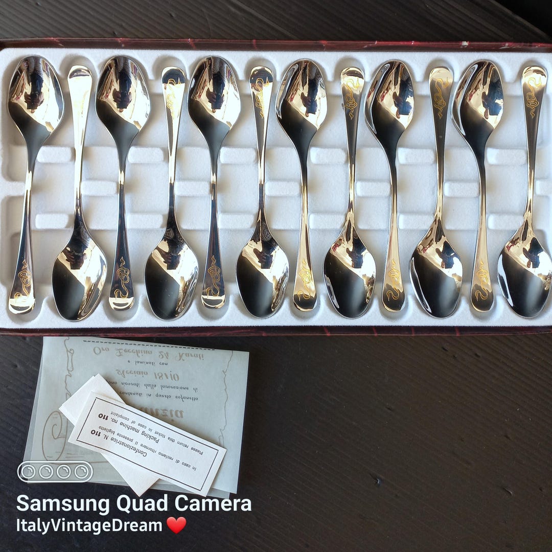 Cucchiai Da Tavola ReaNea Oro - 12 Pezzi, Acciaio Inossidabile Placcato - Foto 2