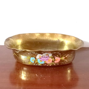 Heavy Brass Oval Planter Brass bowl Brass bowls Hand Chiseled Decorated Flower pots Under plant Brass planter Rustic decor Italian brass
