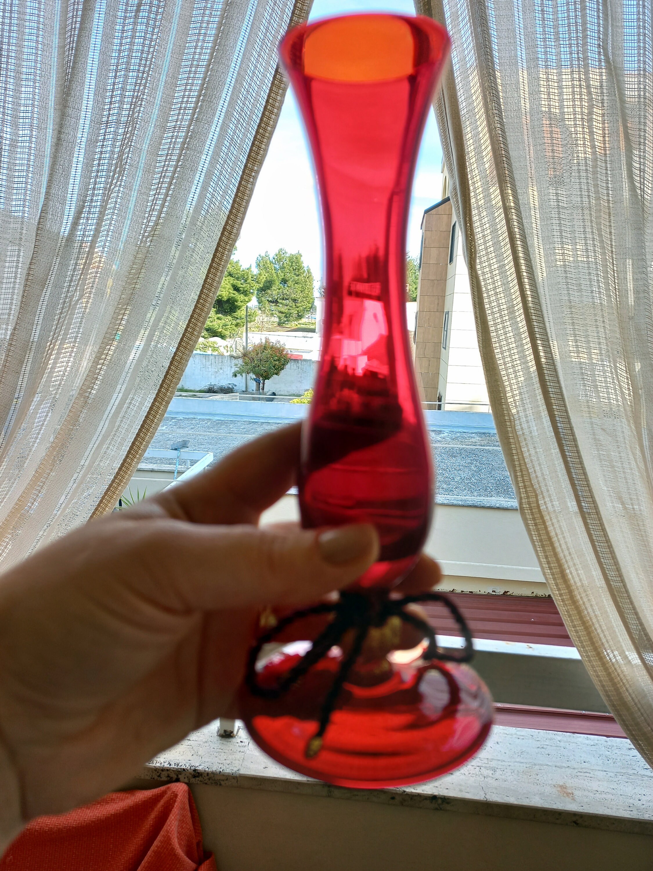 Nason&Moretti イタリア製 一輪挿し ムラーノガラス ガラス製花瓶 赤色