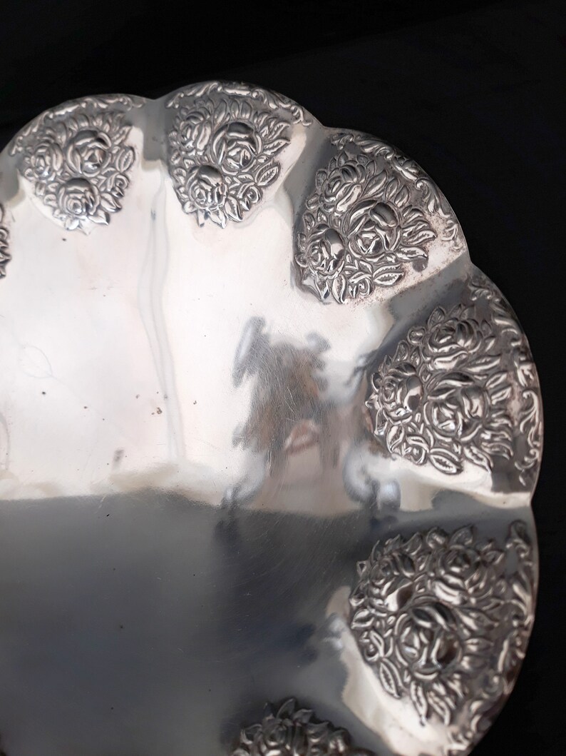 Vintage Italy Brass Silver Plated plate Made in Italy Upstand Etsy