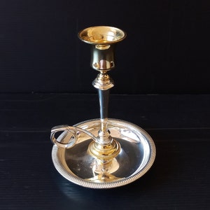 Vintage Italy Candlestick a flame  Gold and silver plated candle holder Vintage candle Centerpiece Night light of the past Christmas gift