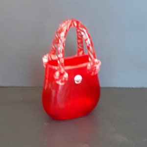 Rare Murano style glass, Handmade, Glass bag, Glass decorations, Glass ornaments, Fire red, Christmas gift, Gift for mom, vintage handbags