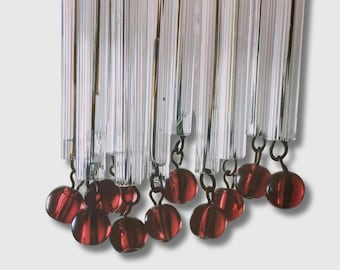 Set von 10 Vintage italienischen Kronleuchter Glasstäbe Ersatzteile Lila Perlenlampe Restaurierung