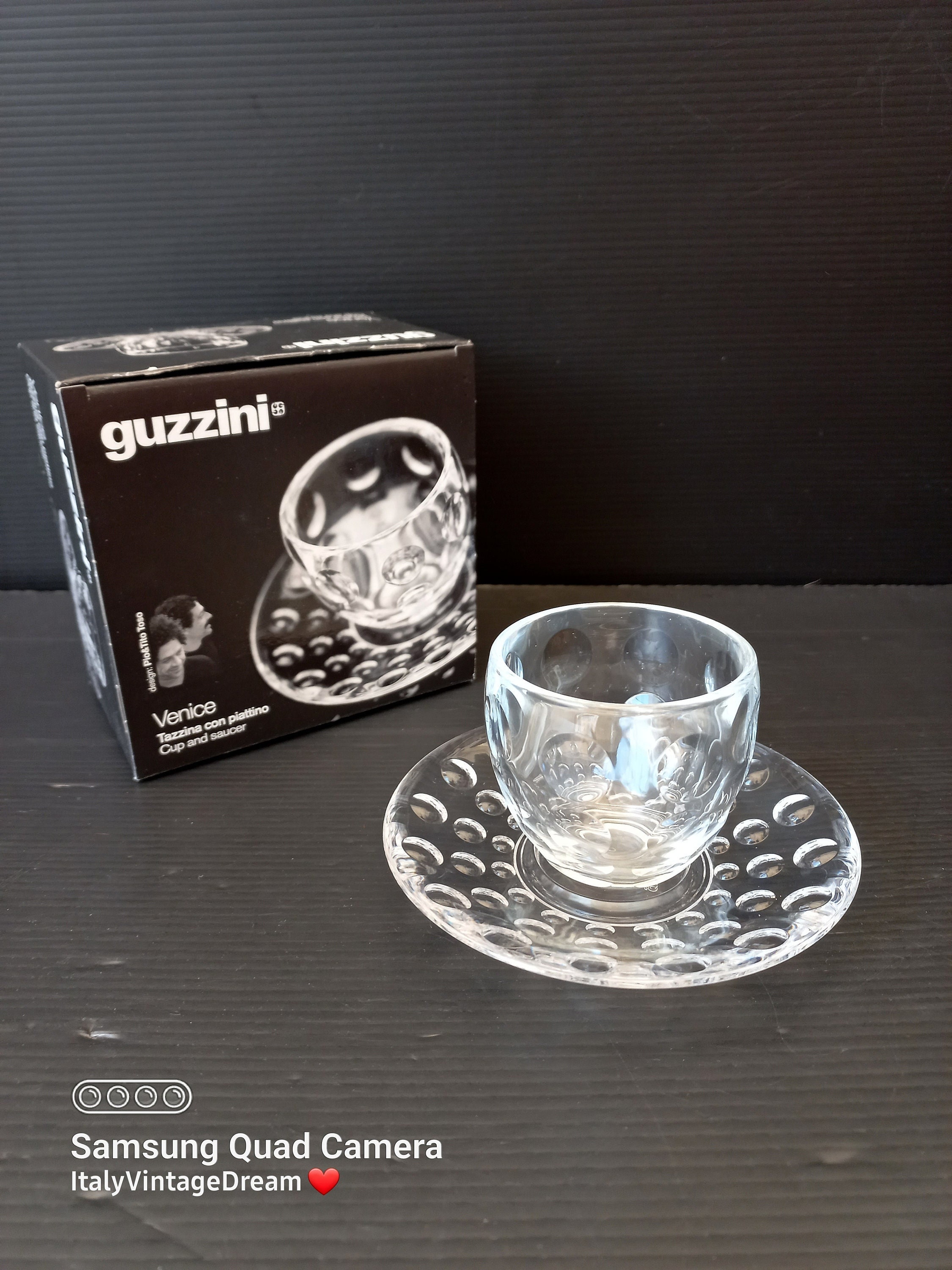 SET 2 ESPRESSO CUPS WITH SAUCERS GOCCE Guzzini, col. Clear