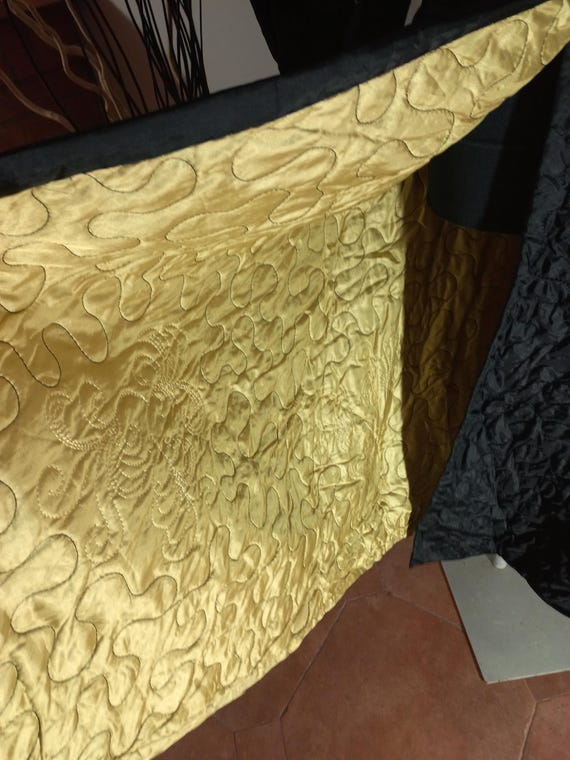 Elegant Quilted Dressing Gown Gold Embroidery Tailored Dressing Gown Handmade Plus Size Black-Gold Color Dressing Gown Home Dress Women's View 5