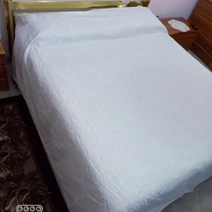 White Bedspread Antique Italian Brocade Bride Gift Bed Wedding Night Vintage Bedspread Bed Linen Bedding Bedroom Decor